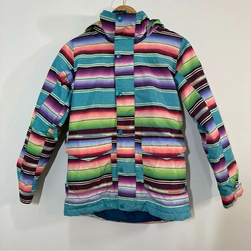 Burton Elstar Dry Ride Girl’s Medium Color Block Ski Snowboard Jacket Rainbow